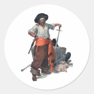 Pirat und Schatz Runder Aufkleber