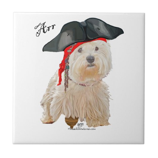 Pirat Westie Fliese (Vorderseite)