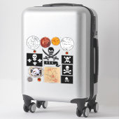 PIRATBANNER, PIRATEN-MASSENKARTEN, MÜNZEN AUFKLEBER (Koffer)