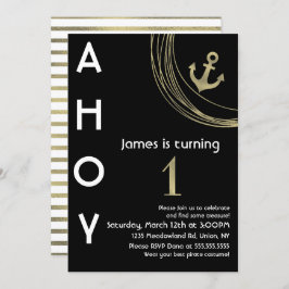 Pirate 1. Geburtstag Imitate Gold Anker Nautic Einladung