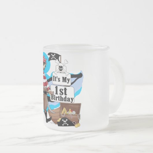 Pirate 1st Birthday T-shirts and Gifts Mattglastasse (VorderseiteRechts)