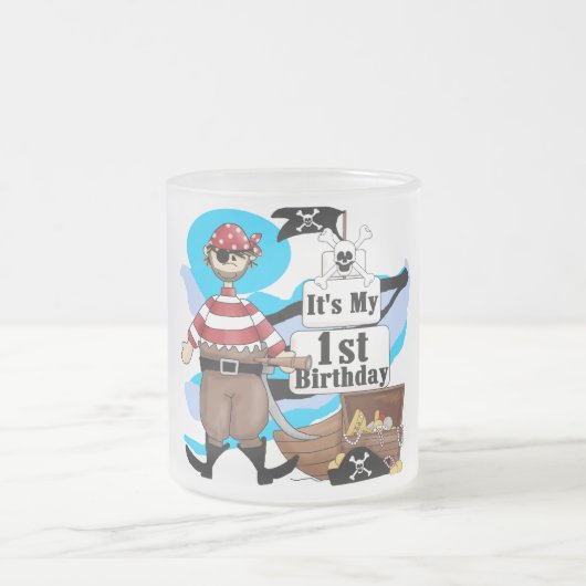 Pirate 1st Birthday T-shirts and Gifts Mattglastasse (Mittel)