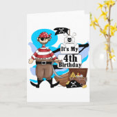 Pirate, 4. Geburtstag, Tshirts und Geschenke Karte (Gelbe Blume)