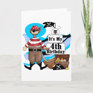 Pirate, 4. Geburtstag, Tshirts und Geschenke Karte