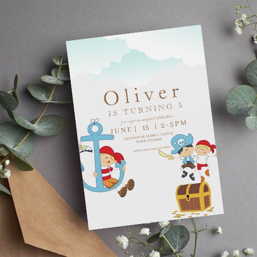 Pirate 5. Geburtstagsparty Einladung