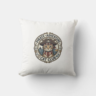 Pirate-Abenteuer-Katze POD-Vektor-Art - Piraten-Ab Kissen