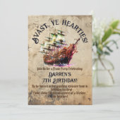 Pirate Adventure Awaits | Vintage Schiffspartei Einladung (Stehend Vorderseite)