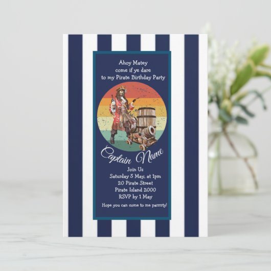 Pirate Adventure Einladung (Stehend Vorderseite)