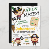 Pirate Ahoy Matey Boy Geburtstagsparty Einladung (Vorne/Hinten)