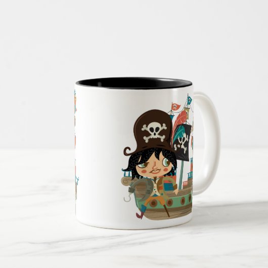 Pirate and Pirate Ship Zweifarbige Tasse (VorderseiteRechts)