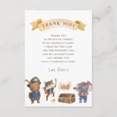 Pirate Animals Boy Birthday Party Dankeskarte (Vorderseite)