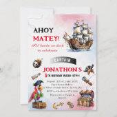 Pirate Aquarell Geburtstagsparty Einladung (Vorderseite)