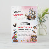 Pirate Aquarell Geburtstagsparty Einladung (Stehend Vorderseite)