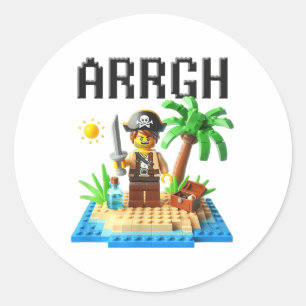 Pirate Argh Gebäude Blocks Bricks Master Builder Runder Aufkleber