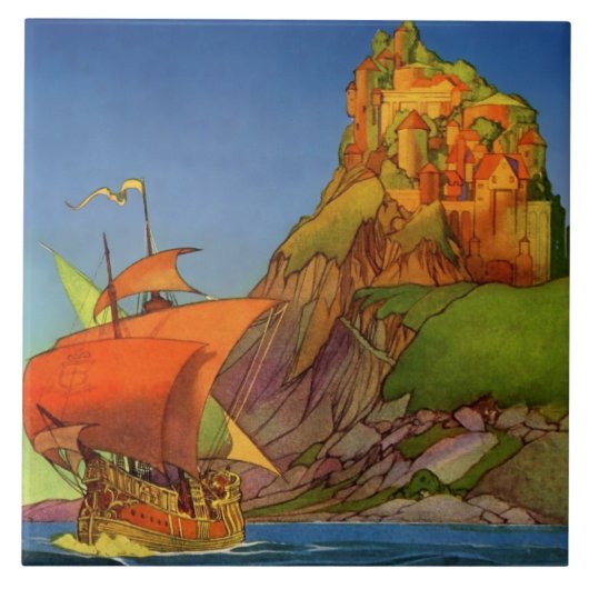 Pirate Art: "Ein Schiff erscheint" Frank Godwin Fliese (Vorderseite)