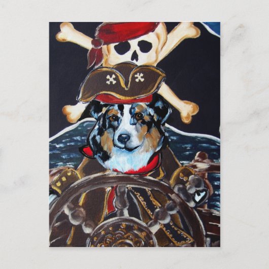 PIRATE AUSTRALIAN SHEPHERHERD POSTKARTE (Vorderseite)