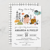 Pirate Baby Shower Ahoy Es ist ein Junge Einladung (Vorne/Hinten)