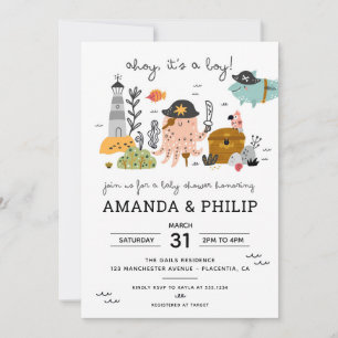 Pirate Baby Shower Ahoy Es ist ein Junge Einladung