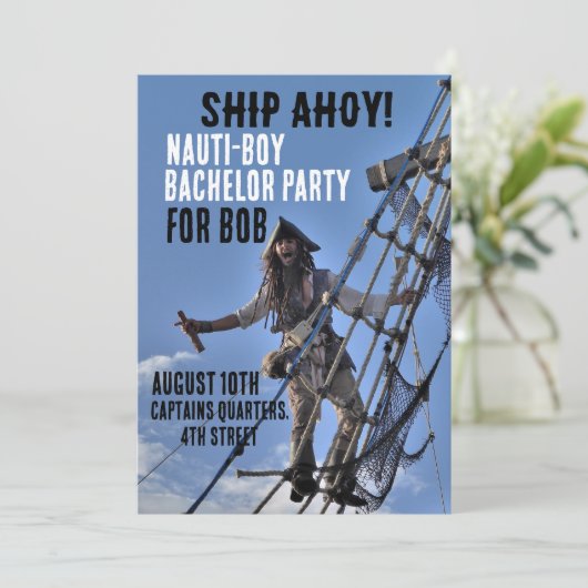 PIRATE BACHELOR PARTY CUSTOM EINLADUNGEN (Stehend Vorderseite)