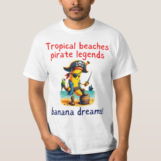 Pirate Banana Adventure Vibe on Tropical Beach T-Shirt (Vorderseite)