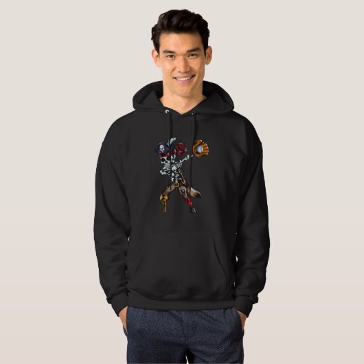 Pirate Baseball Fan Dabbing Skeleton Baseball Glov Hoodie (Vorne ganz)