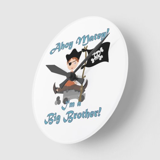 Pirate Big Brother Runde Wanduhr (Winkel)