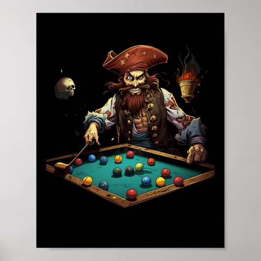 Pirate Billiards Pool Player Buccanesport 1 Poster (Vorne)