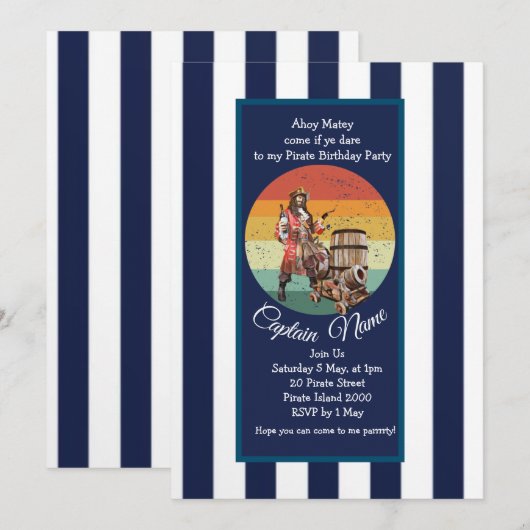 Pirate Birthday Adventure Einladung (Vorne/Hinten)