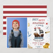 Pirate Birthday Ahoy Pirate Boy Party mit Foto Einladung (Vorne/Hinten)