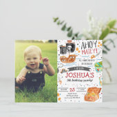 Pirate Birthday Ahoy Pirate Boy Party mit Foto Einladung (Stehend Vorderseite)