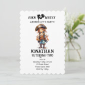 Pirate Birthday Boy Thema Einladung (Stehend Vorderseite)
