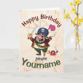 Pirate Birthday Bright Frohe Cartoon Karte (Gelbe Blume)