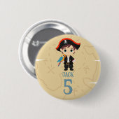 Pirate Birthday Button Abzeichen (Vorne & Hinten)
