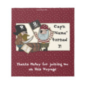 Pirate Birthday Candy Bar Wrapper Gastgeschenk Notizblock (Vorderseite)