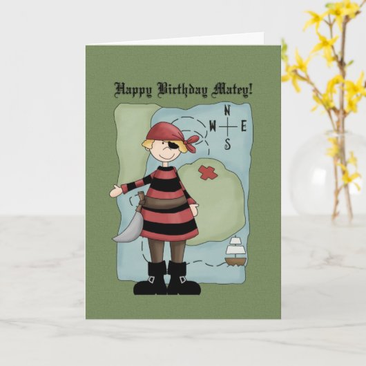 Pirate Birthday Card Karte (Gelbe Blume)