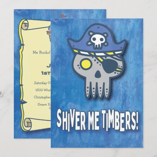 Pirate Birthday Einladung (Vorne/Hinten)