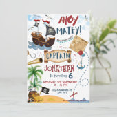 Pirate Birthday Einladung (Stehend Vorderseite)