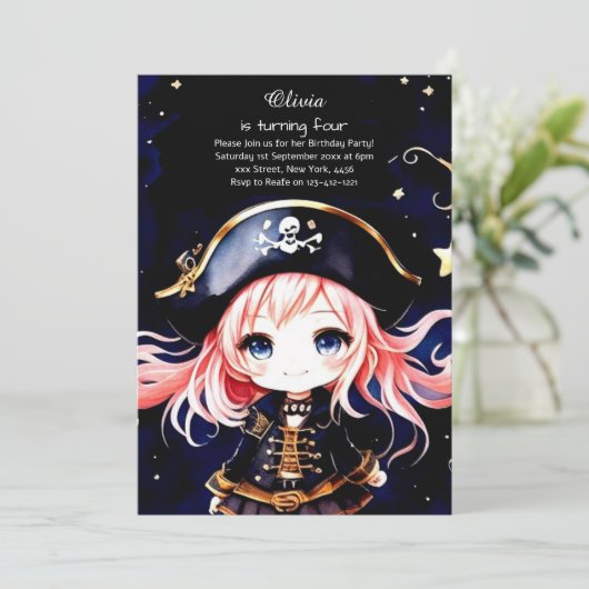 Pirate Birthday Einladung (Stehend Vorderseite)