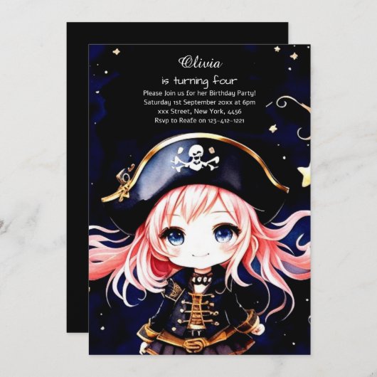 Pirate Birthday Einladung (Vorne/Hinten)