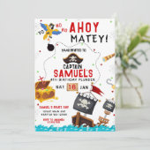 Pirate Birthday Einladung Ahoy Pirate Party (Stehend Vorderseite)