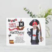 Pirate Birthday Einladung mit Foto (Stehend Vorderseite)