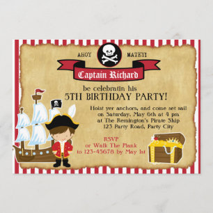 Pirate Birthday Einladung (mit Schiff & Karte)