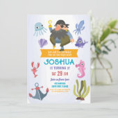 Pirate Birthday Einladung Party Spaß Meer (Stehend Vorderseite)