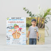 Pirate Birthday Foto Einladung (Stehend Vorderseite)