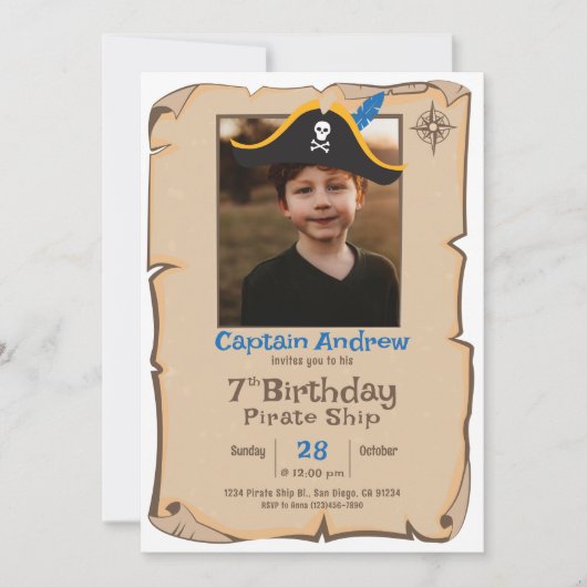 Pirate Birthday | Foto Einladung zum Geburtstag (Vorderseite)