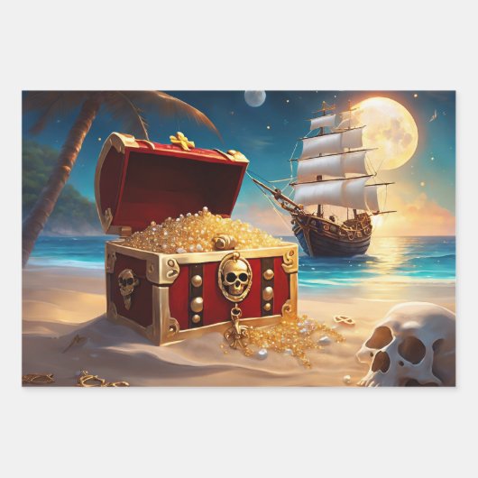 Pirate Birthday Geschenkpackung 3 Anderes Geschenkpapier Set (Vorderseite 2)