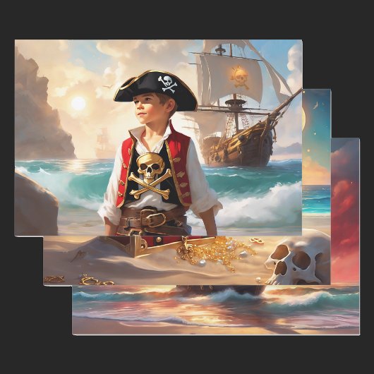 Pirate Birthday Geschenkpackung 3 Anderes Geschenkpapier Set