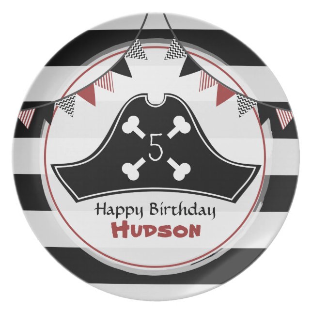 Pirate Birthday Melamine Plate Teller (Vorderseite)