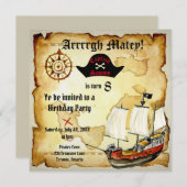 Pirate Birthday Parrty ! Einladung (Vorne/Hinten)