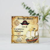 Pirate Birthday Parrty ! Einladung (Stehend Vorderseite)
